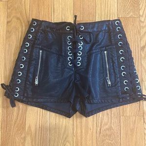 NWT Blank NYC Vintage Biker Leather Shorts Sz 26